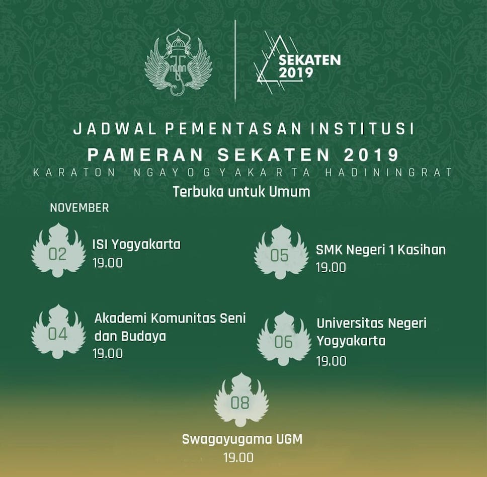Jadwal Pentas Institusi Sekaten 2019