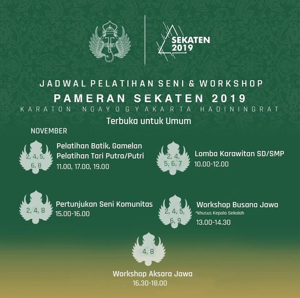 Jadwal Pelatihan Seni Sekaten 2019